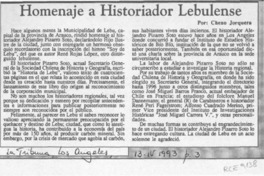 Homenaje a historiador lebulense  [artículo] Cheno Jorquera.