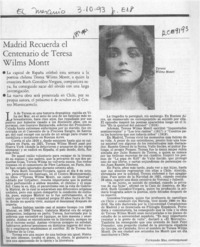 Madrid recuerda el centenario de Teresa Wilms Montt  [artículo] Fernando Mas.