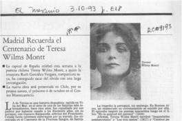 Madrid recuerda el centenario de Teresa Wilms Montt  [artículo] Fernando Mas.
