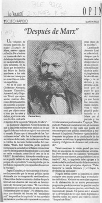 "Después de Marx"  [artículo] Martín Ruiz.