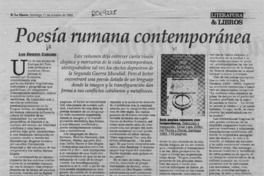 Poesía rumana contemporánea  [artículo] Luis Ernesto Cárcamo.