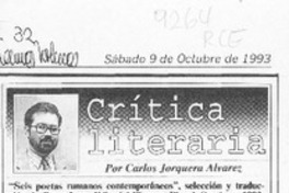 "Seis poetas rumanos contemporáneos"  [artículo] Carlos Jorquera Alvarez.