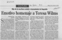 Emotivo homenaje a Teresa Wilms  [artículo] Richard Vera.