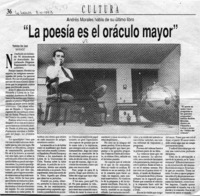 "La poesía es el oráculo mayor"  [artículo] Verónica San Juan.