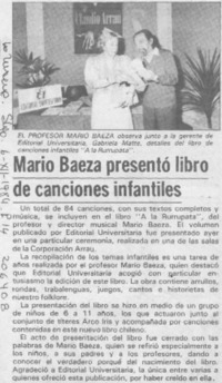 Mario Baeza presentó libro de canciones infantiles