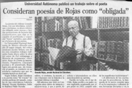 Consideran poesía de Gonzalo Rojas como "obligada"  [artículo].