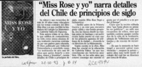 "Miss Rose y yo" narra detalles de Chile de principios de siglo  [artículo].