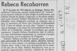 Rebeca Recabarren  [artículo] Luis Merino Reyes.