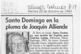 Santo Domingo en la pluma de Joaquín Alliende  [artículo] Hugo Montes Brunet.