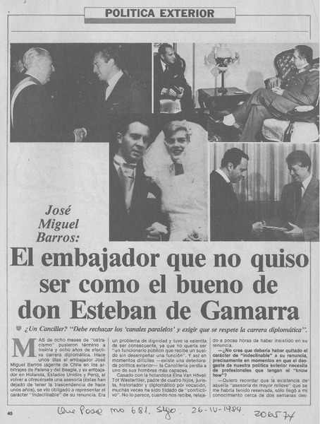 El embajador que no quiso ser como el bueno de don Esteban de Gamarra [entrevista]