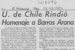U. de Chile rindió homenaje a Barros Arana