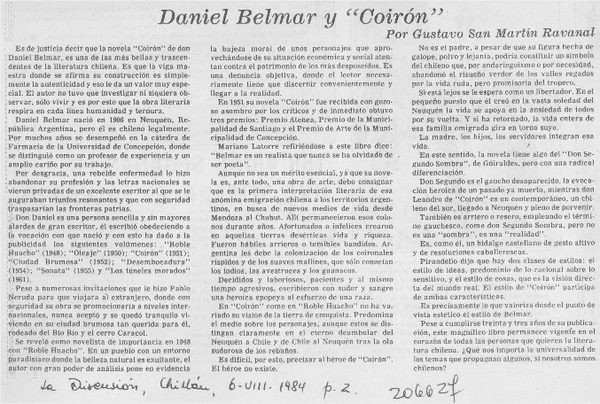 Daniel Belmar y "Coirón"