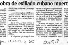 Elogian obra de exiliado cubano muerto de Sida  [artículo].