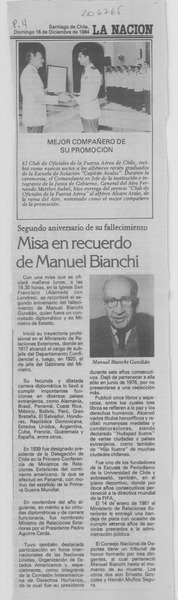 Misa en recuerdo de Manuel Bianchi