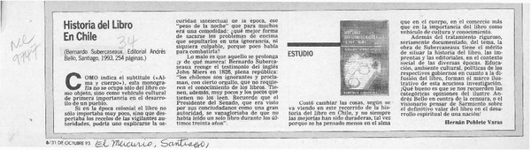 Historia del libro en Chile  [artículo] Hernán Poblete Varas.