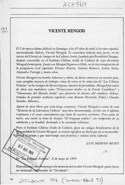 Vicente Mengod  [artículo] Luis Merino Reyes.