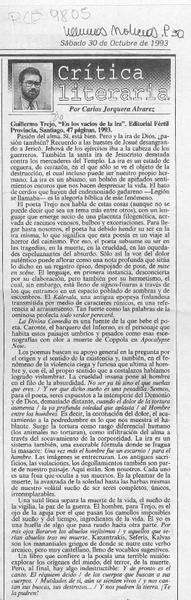 Guillermo Trejo, "En los vacíos de la ira"  [artículo] Carlos Jorquera Alvarez.