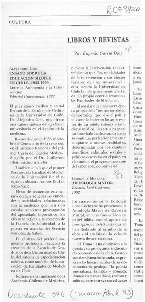 Libros y revistas  [artículo] Eugenio García-Díaz.