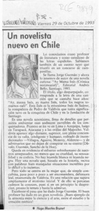 Un novelista nuevo en Chile  [artículo] Hugo Montes Brunet.
