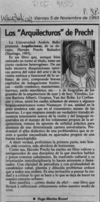 Las "Arquilecturas" de Precht  [artículo] Hugo Montes Brunet.