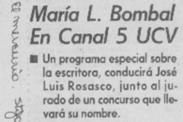 María L. Bombal en Canal 5 UCV