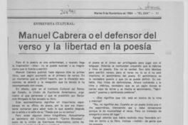 Manuel Cabrera o el defensor del verso y la libertad en la poesía