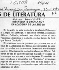 Interesante charla hoy en Academia de la Lengua  [artículo] Héctor González V.