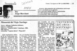 "Memorial del viejo Santiago"  [artículo] Jorge Marchant.