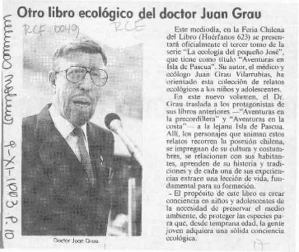 Otro libro ecológico del doctor Juan Grau  [artículo].