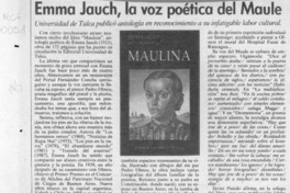 Emma Jauch, la voz poética del Maule  [artículo] S. V. Y.