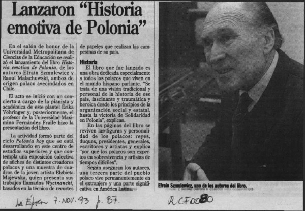 Lanzaron " Historia emotiva de Polonia"  [artículo].
