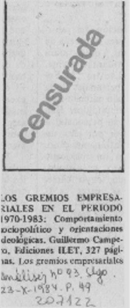 "Los Gremios empresariales en el período 1970-1983"