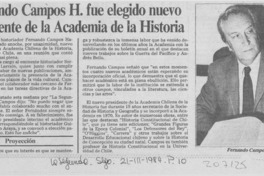 Fernando Campos H. fue elegido nuevo presidente de la Academia de la Historia