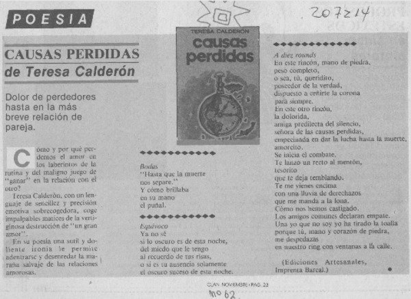 "Causas perdidas" de Teresa Calderón