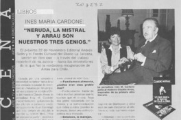 Neruda, la Mistral y Arrau son nuestros tres genios : [entrevista]