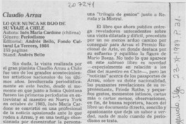 "Claudio Arrau, lo que nunca se dijo de su visita a Chile"