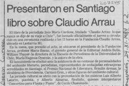 Presentaron en Santiago libro sobre Claudio Arrau