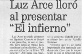 Luz Arce lloró al presentar "El infierno"  [artículo].