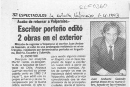 Escritor porteño editó 2 obras en el exterior  [artículo].