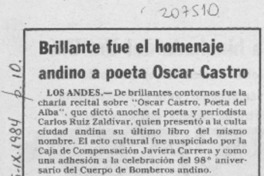 Brillante fue el homenaje andino a poeta Oscar Castro