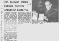 Dos nuevos libros publicó escritor Celedonio Cisterna
