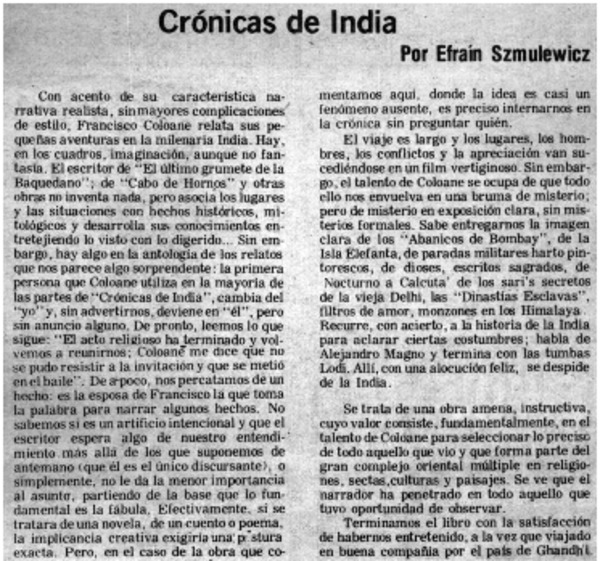 "Crónicas de India"
