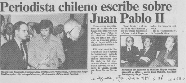 Periodista chileno escribe sobre Juan Pablo II