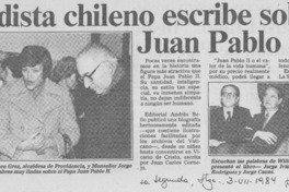 Periodista chileno escribe sobre Juan Pablo II