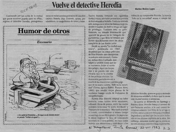 Vuelve el detective Heredia  [artículo] Marino Muñoz Lagos.