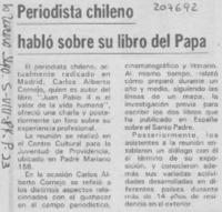 Periodista chileno habló sobre su libro del Papa