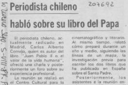 Periodista chileno habló sobre su libro del Papa