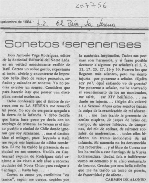 "Sonetos serenenses"