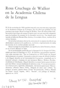 Rosa Cruchaga de Walker en la Academia Chilena de la Lengua