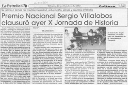Premio Nacional Sergio Villalobos clausuró ayer X Jornada de Historia  [artículo].